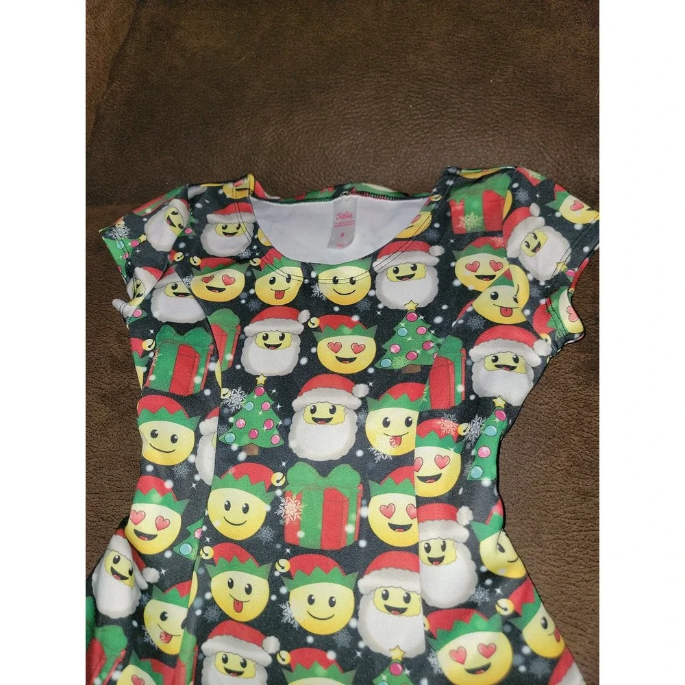 Justice holiday Christmas emoji dress size 8 santa tree presents